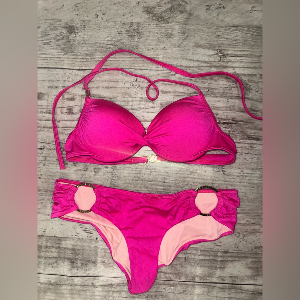 Halter push-up pink Bikini